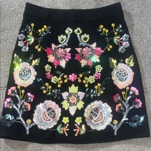 Needle & Thread Black Skirt with Multicolor Embroidery